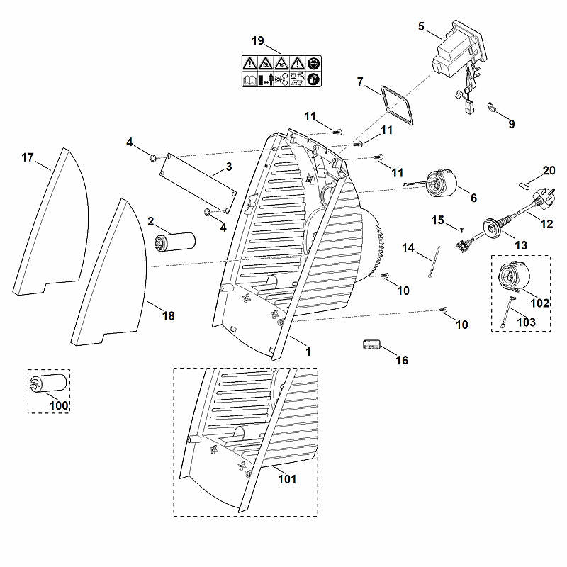 STIHL 6009-439-0400 keerring positie 7 technische tekening