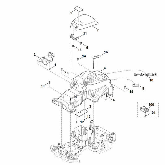 STIHL 6301-967-3820 typeaanduiding MI 422 PC positie 9 technische tekening