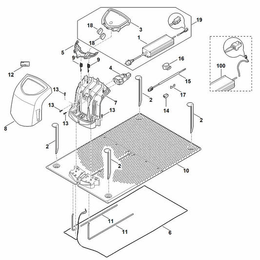 STIHL 6309-967-0130 typeplaatje ADO 600 positie 12 technische tekening