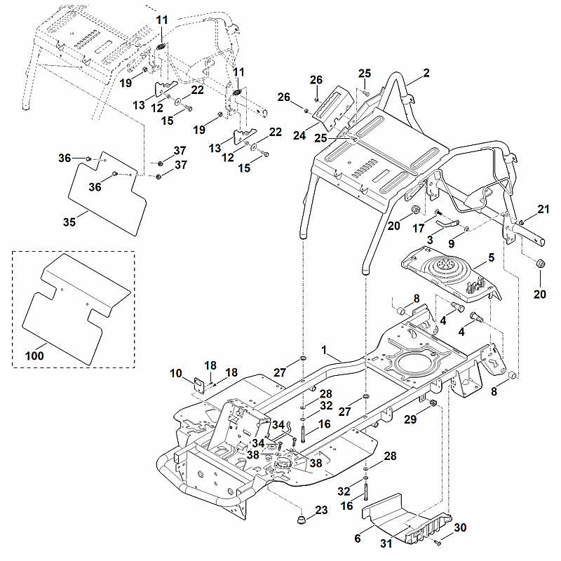 STIHL 6140-145-3701 beschermplaat positie 35 technische tekening
