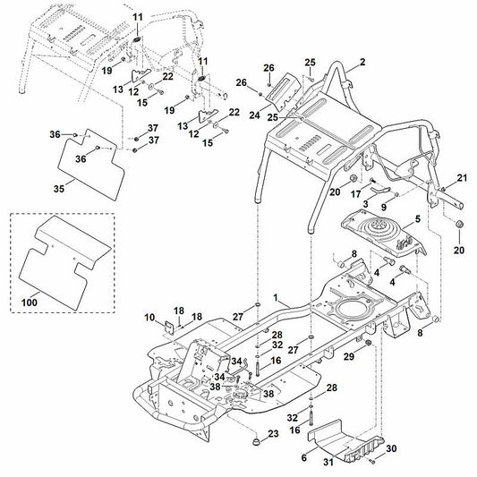 STIHL 6140-145-3701 beschermplaat positie 35 technische tekening