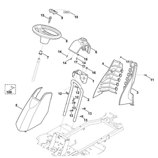 STIHL 9039-490-0994 Schroefdraadvormbout M6x16 positie 11 technische tekening