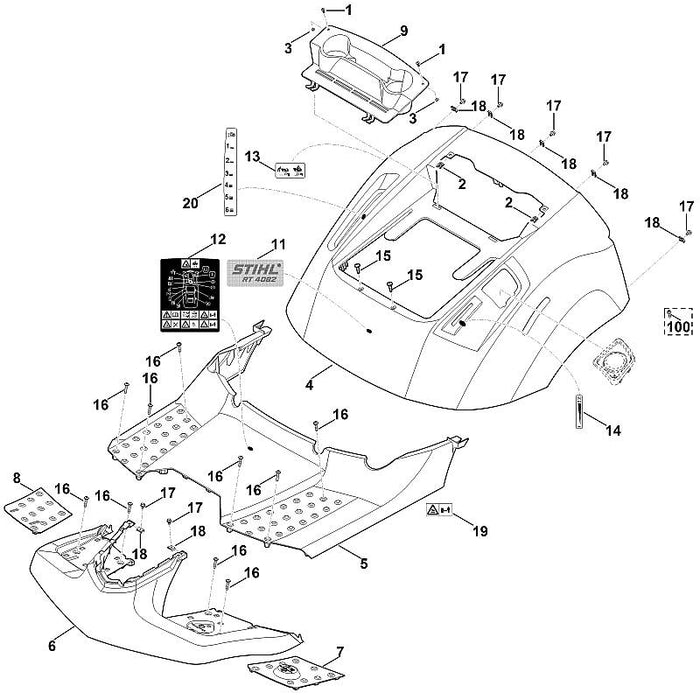 STIHL 6140-706-0733 afdekking positie 6 technische tekening