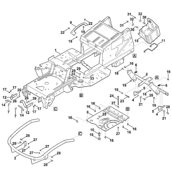 STIHL 6170-700-3107 frame positie 1 technische tekening