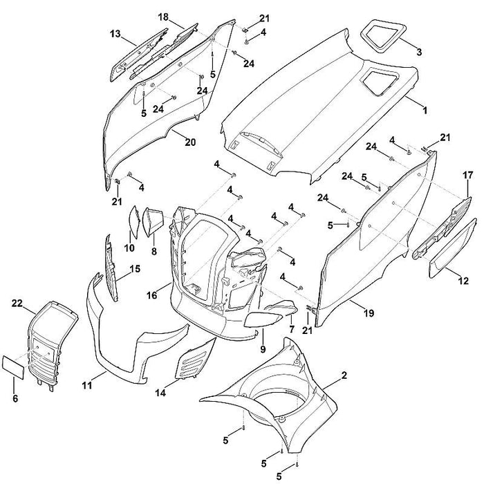STIHL 9104-003-8734 snijbout P4x16 positie 5 technische tekening