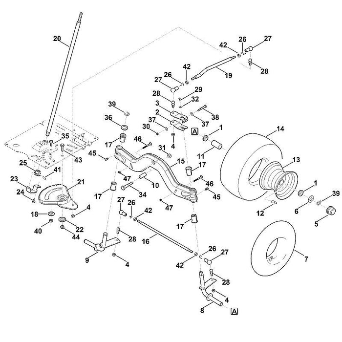 STIHL 6165-703-1700 stang positie 19 technische tekening