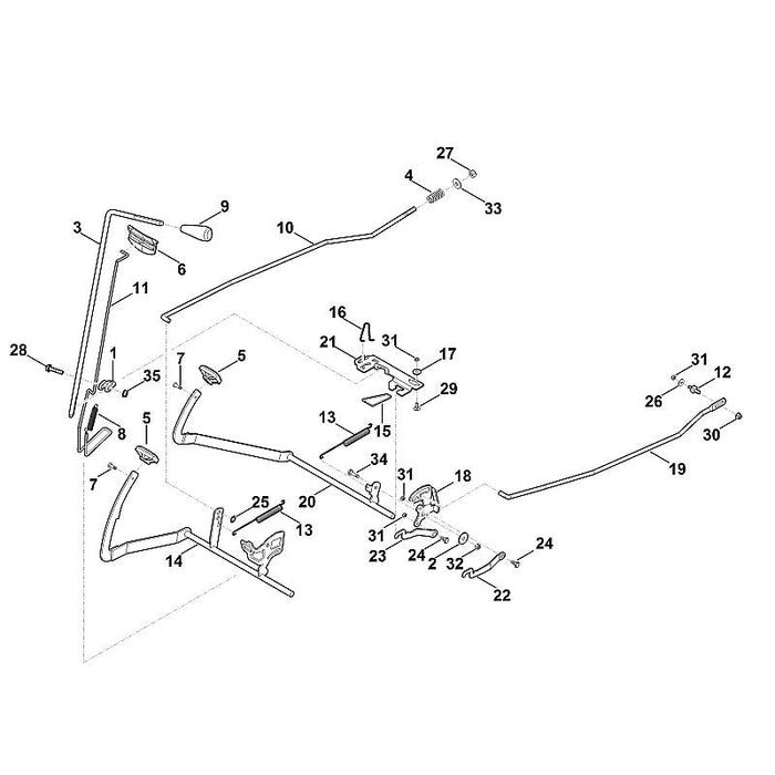 STIHL 6165-704-9800 stang positie 19 technische tekening