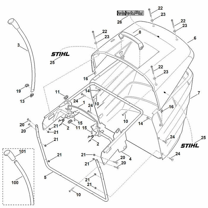 STIHL 6170-700-8901 deksel positie 6 technische tekening