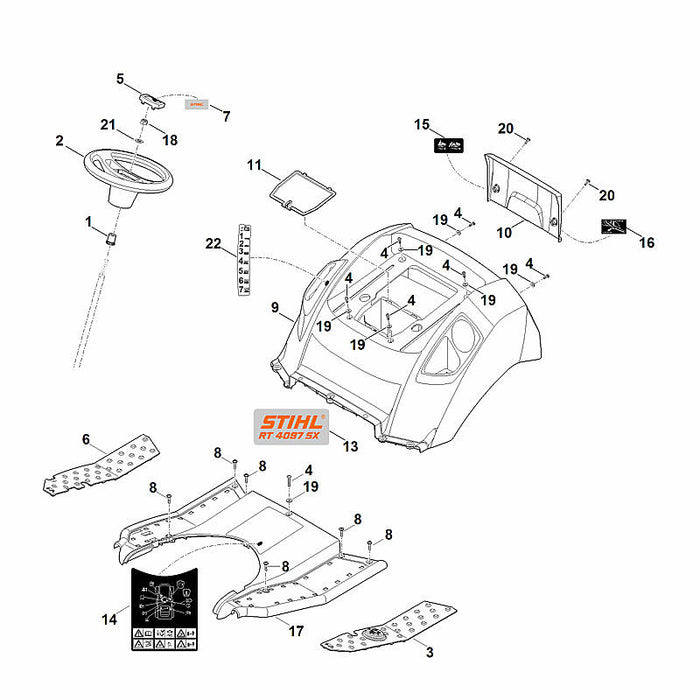STIHL 6165-780-2001 afdekking positie 17 technische tekening