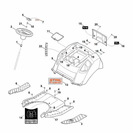 STIHL 6165-967-1501 typeplaatje RT 4097 SX positie 13 technische tekening