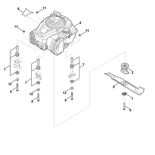 STIHL 6338-967-1505 typeplaatje RM 443 T positie 6 technische tekening