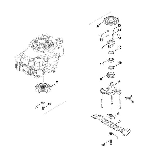 STIHL 6374-160-2900 koppelingstrommel bovenstuk positie 2 technische tekening