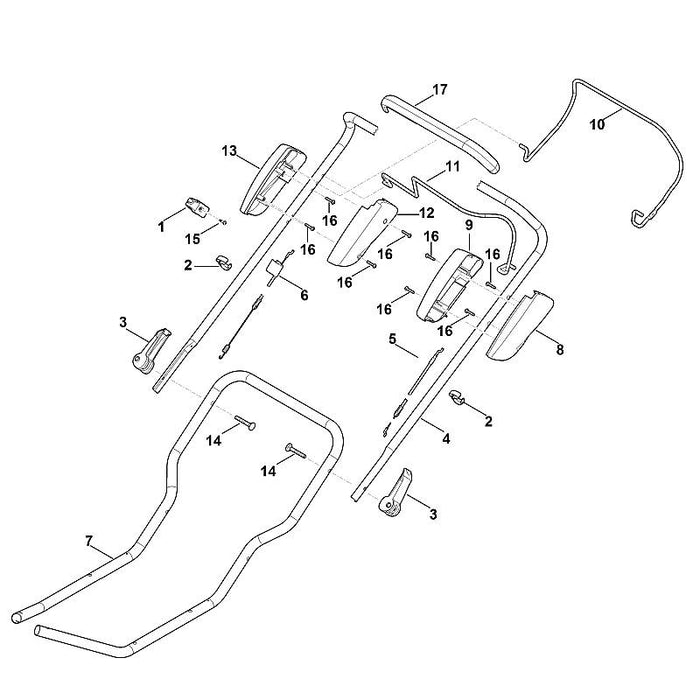 STIHL 0000-760-3811 kabelgeleiding positie 1 technische tekening