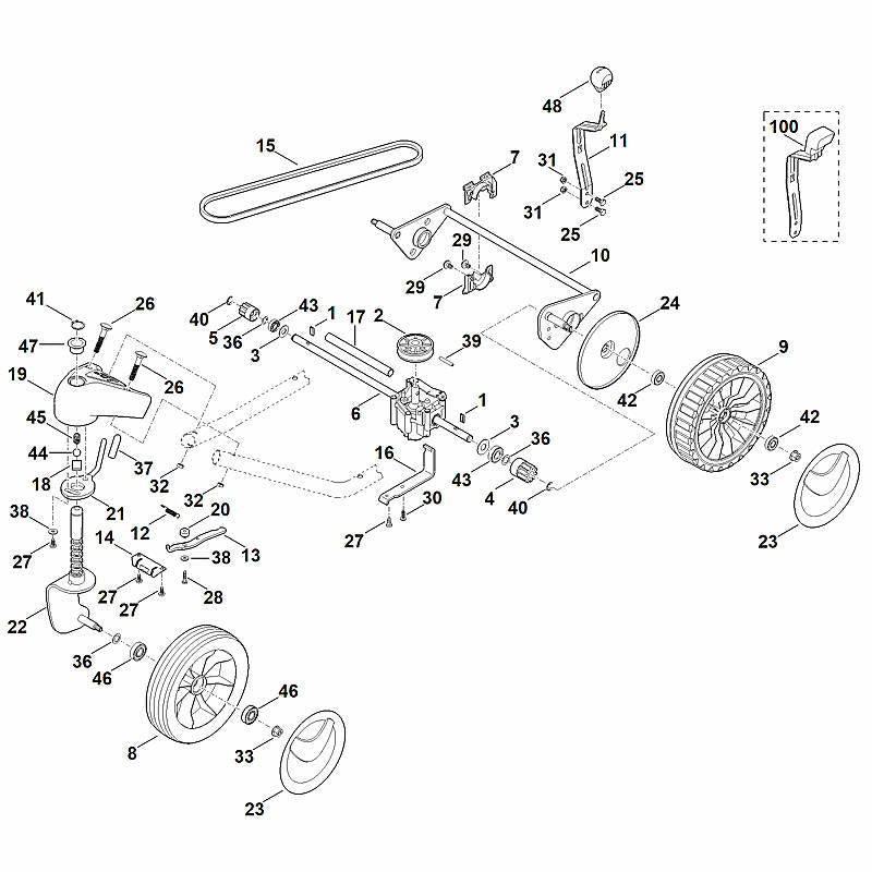 STIHL 0000-700-0425 wiel 200 positie 9 technische tekening
