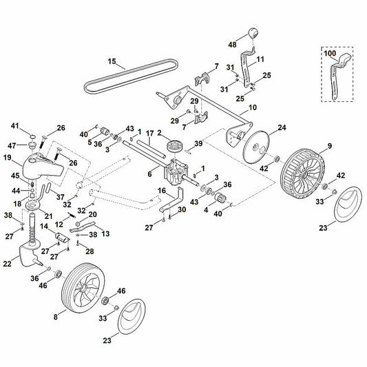STIHL 0000-700-0425 wiel 200 positie 9 technische tekening