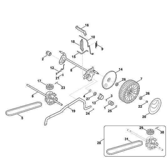 STIHL 6338-791-4810 activeringshendel positie 16 technische tekening