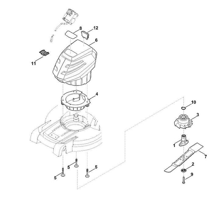 STIHL 6338-607-3000 Ventilator met V-riempoelie positie 3 technische tekening