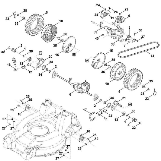 STIHL 6378-643-1500 V-riempoelie positie 9 technische tekening
