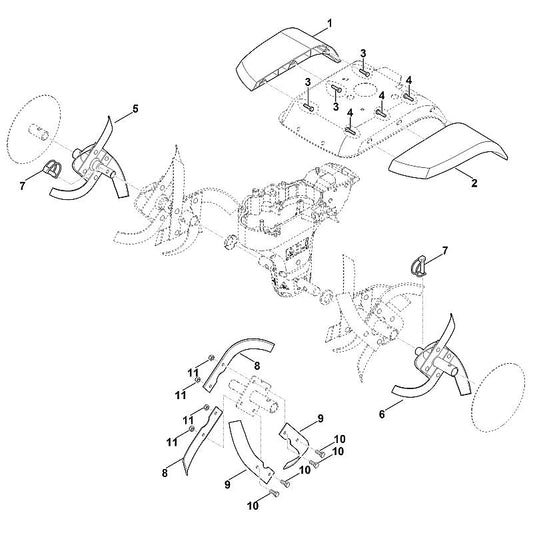 STIHL 6242-820-0200 stootstrip links positie 2 technische tekening