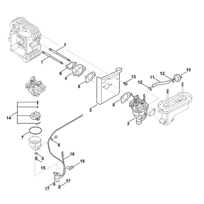 STIHL 0004-121-1600 tussenflens positie 4 technische tekening