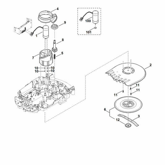 STIHL 6309-763-6400 draaigreep positie 9 technische tekening