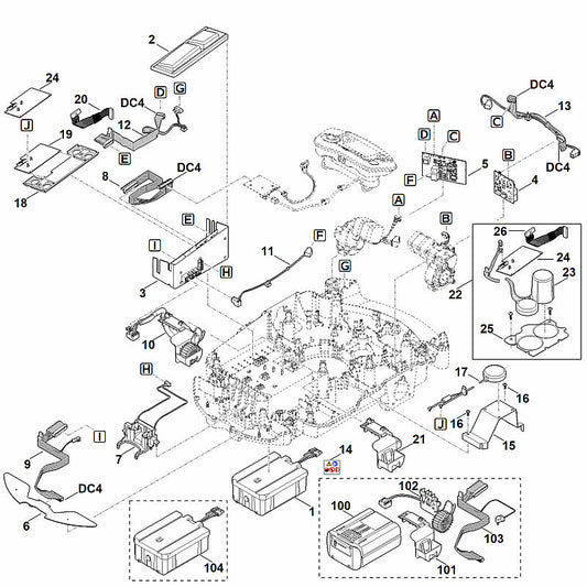 STIHL 6309-440-0361 platte-bandkabel (elektronicamodule - printplaat GPS/GPRS) positie 20 technische tekening
