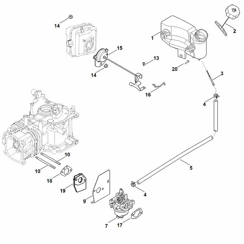 STIHL 0002-120-0607 carburator compl. positie 7 technische tekening
