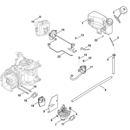 STIHL 0002-007-1015 sproeierset voor hoog werken positie -1 technische tekening
