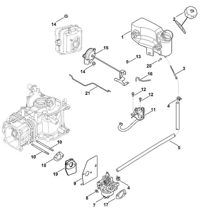 STIHL 0002-882-5701 reparatieset carburateur positie -1 technische tekening