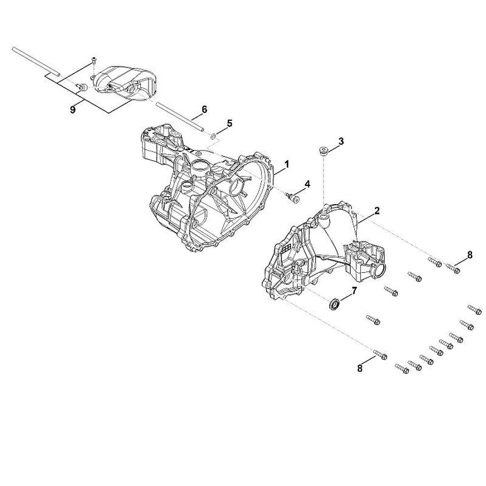 STIHL 0012-641-0301 transmissiehuis rechts positie 2 technische tekening