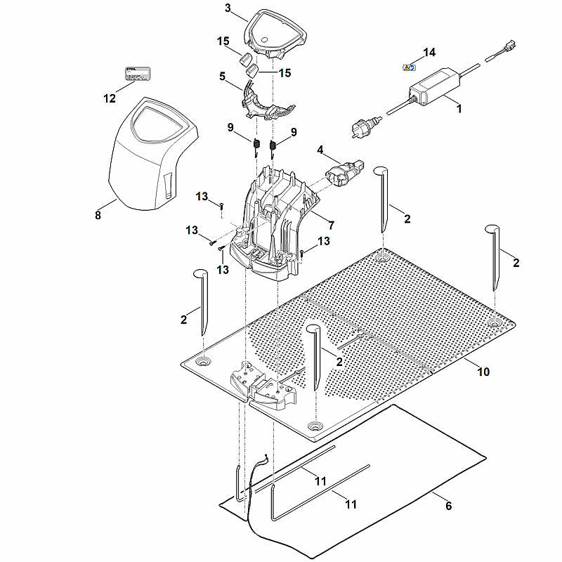 STIHL 6301-400-8561 adapter 230V EUR positie 1 technische tekening