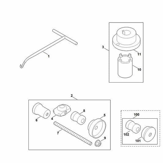 STIHL 5910-893-7206 Perspen (lager groot) positie 5 technische tekening
