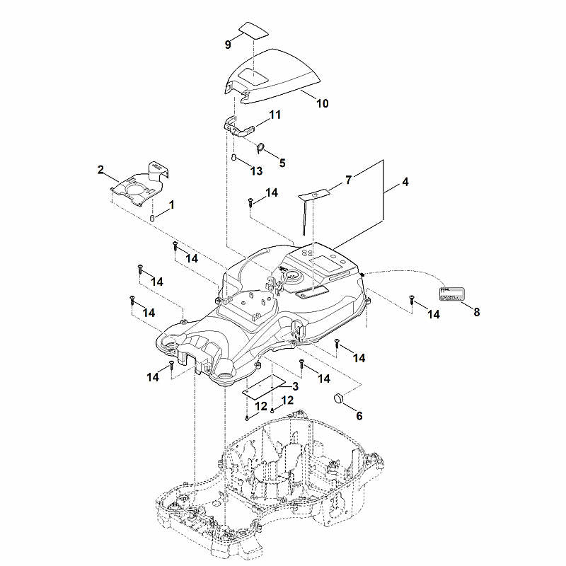 STIHL 6301-706-2401 klep (afdekking bedieningsgedeelte) positie 10 technische tekening
