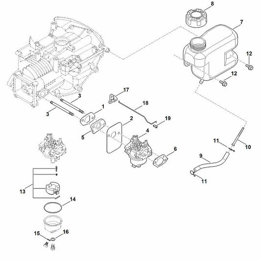STIHL 0004-120-0606 carburator positie 4 technische tekening