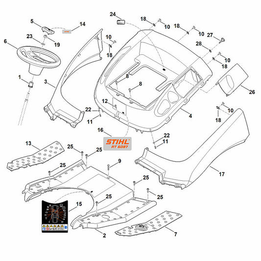 STIHL 6160-780-2092 afdekking compl. positie 2 technische tekening