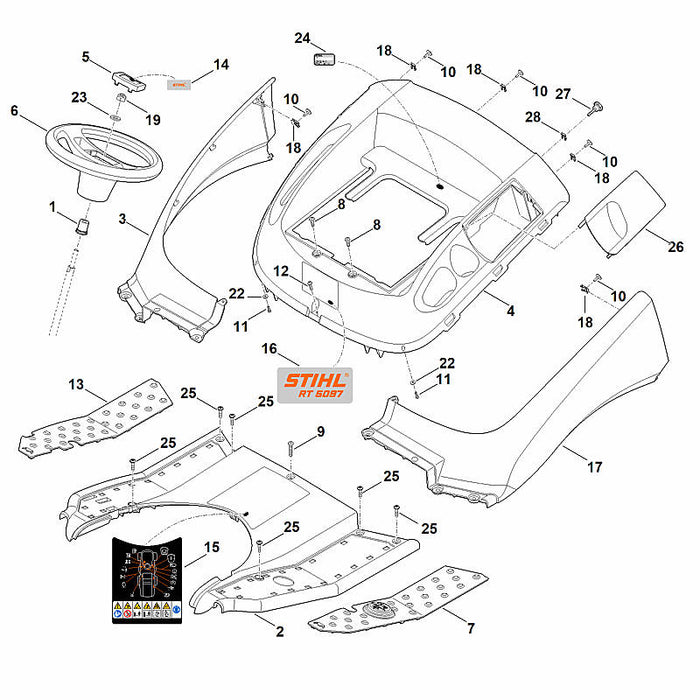 STIHL 6160-780-2092 afdekking compl. positie 2 technische tekening