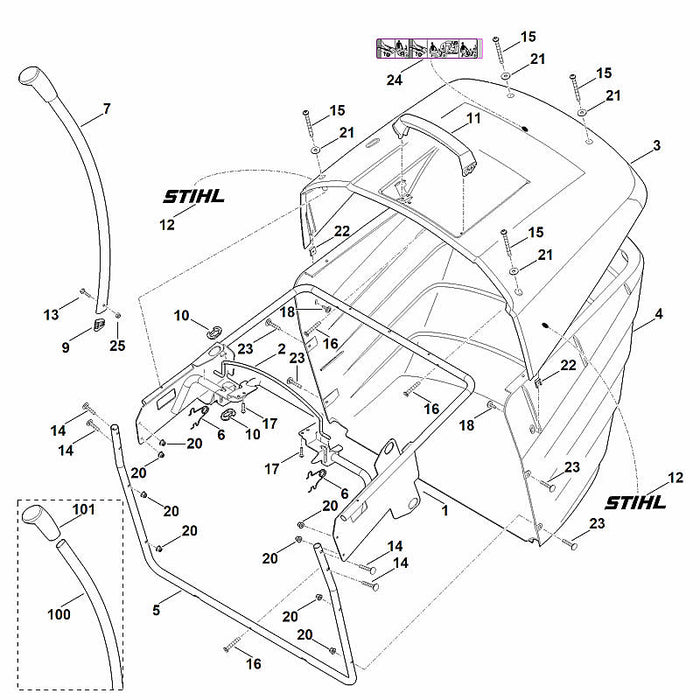 STIHL 6160-700-8902 deksel positie 3 technische tekening