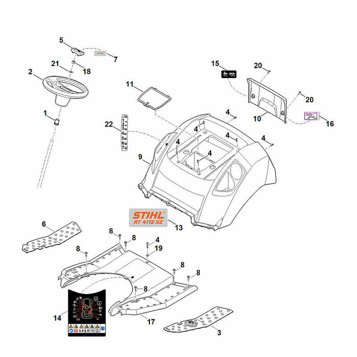 STIHL 6165-780-2012 afdekking positie 17 technische tekening