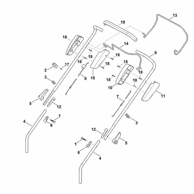 STIHL 6383-764-0215 schakelhendel positie 14 technische tekening