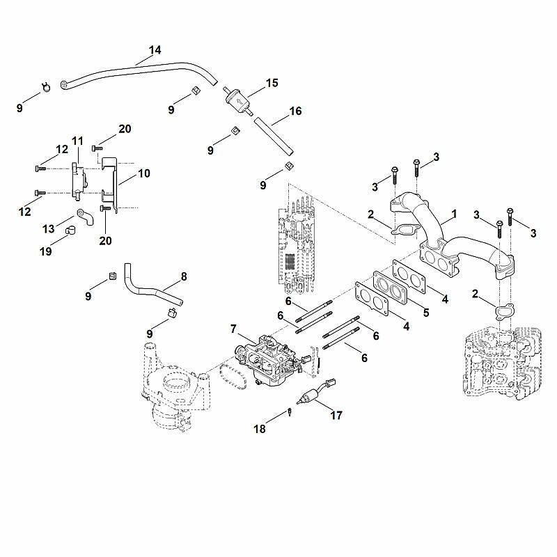 STIHL 0004-120-0613 carburator positie 7 technische tekening