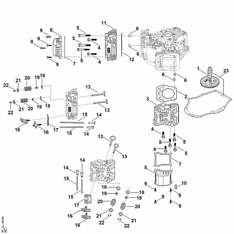 STIHL 6170-007-1008 Nokkenasset positie 23 technische tekening