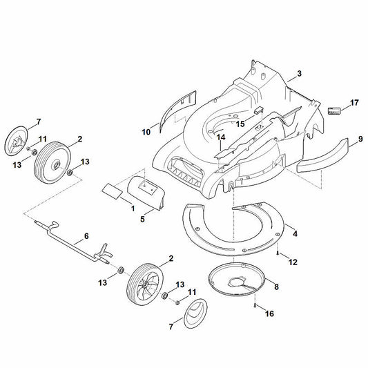 STIHL 0000-701-3601 afdekking positie 5 technische tekening