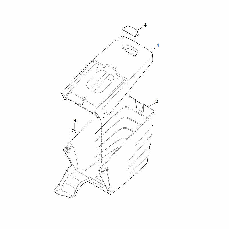 STIHL 6340-760-2101 bovenste gedeelte grasopvangbox positie 1 technische tekening