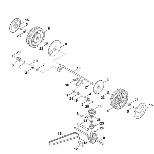 STIHL 6340-704-2101 V-riem positie 11 technische tekening