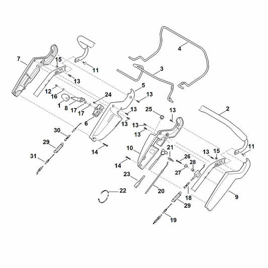 STIHL 6340-430-0700 Startknop positie 25 technische tekening