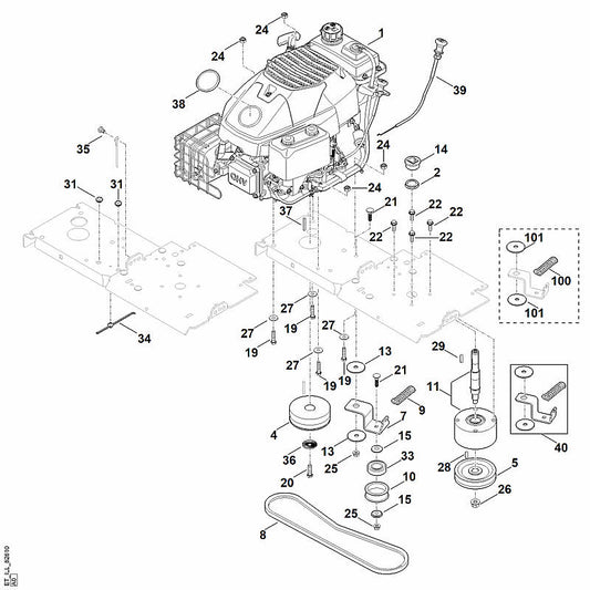 STIHL 6012-180-2605 choke positie 39 technische tekening