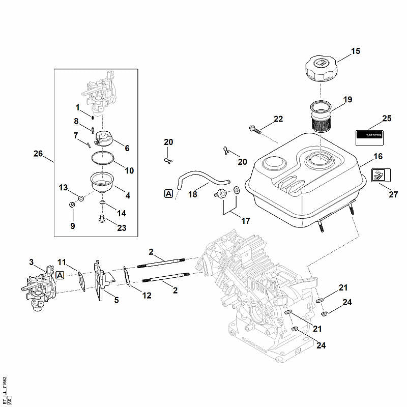 STIHL 0004-129-0935 pakking positie 13 technische tekening