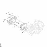 STIHL 0004-140-0616 geluiddemper positie 1 technische tekening