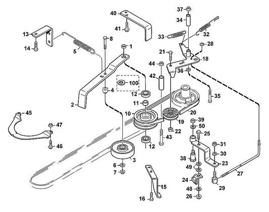 STIHL 9007-318-2500 inbusbout M10x70 positie 43 technische tekening
