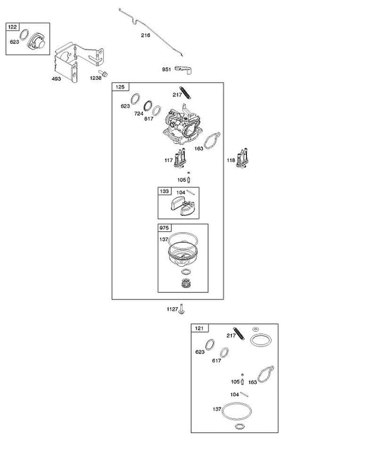 STIHL 0003-000-3389 594576 carburateur positie 125 technische tekening